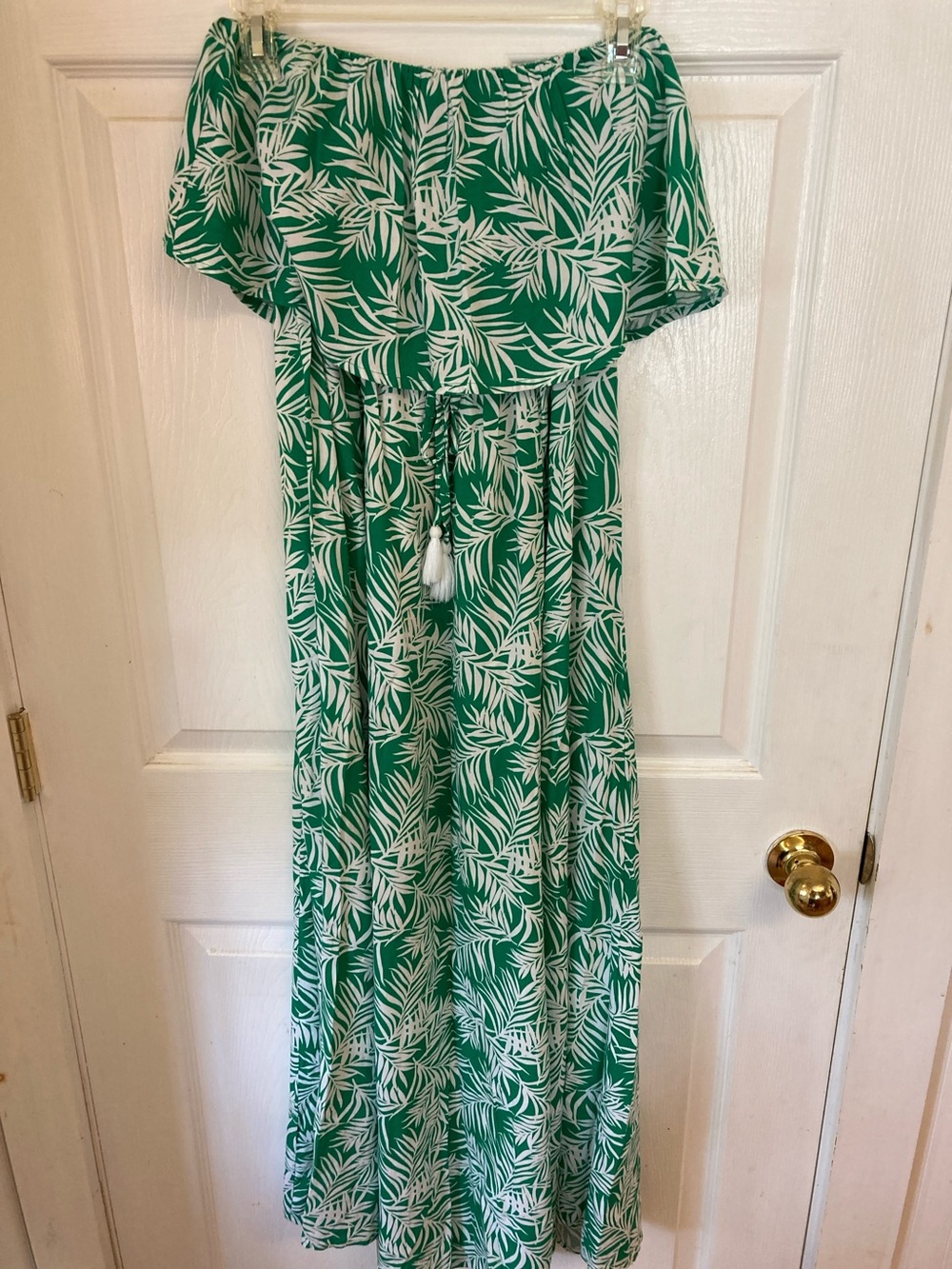 Japna Green and White Strapless Maxi Dress